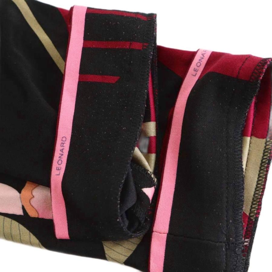 LEONARD レオナール ワンピース ロング丈 長袖 花柄 シルク 絹