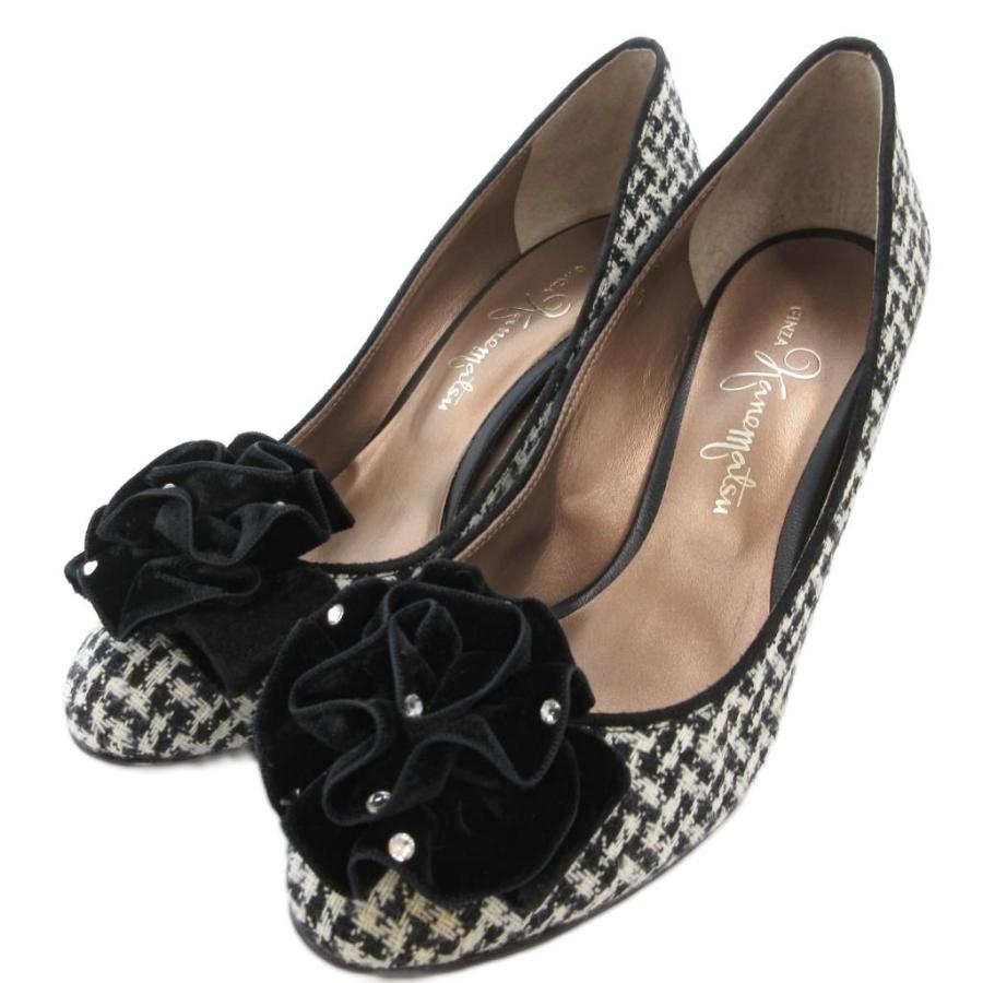 GINZA Kanematsu 銀座かねまつ 美品 パンプス ツイード チェック  