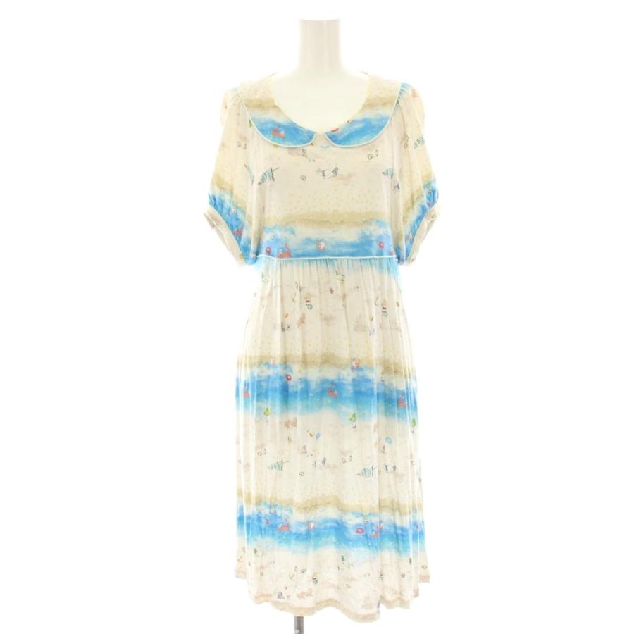 フランシュリッペ franche lippee ワンピース ひざ丈 半袖 ビーチ柄 総 