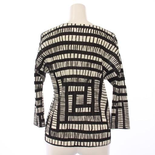 【中古】プリーツプリーズ イッセイミヤケ カットソー プリーツ 七分袖 総柄 3 黒 PP73-JK701 レディース プリーツプリーズ PLEATS PLEASE イッセイミヤケ カットソー プリーツ