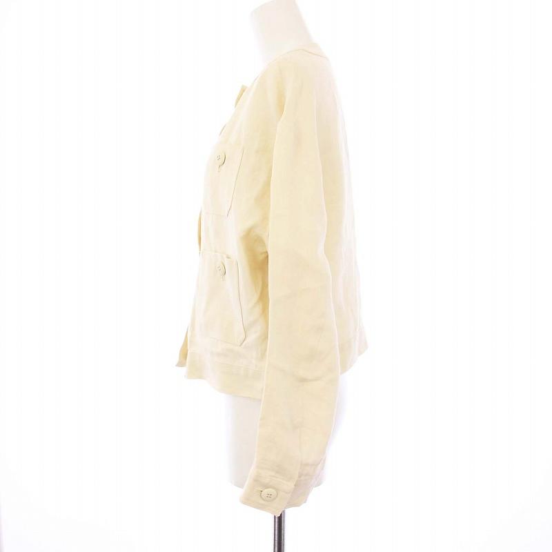 【中古】未使用品 マックスマーラステュディオ タグ付き FUMANA ノーカラージャケット リネン J34 アイボリー 未使用品 マックスマーラステュディオ Max Mara Studio タグ付き