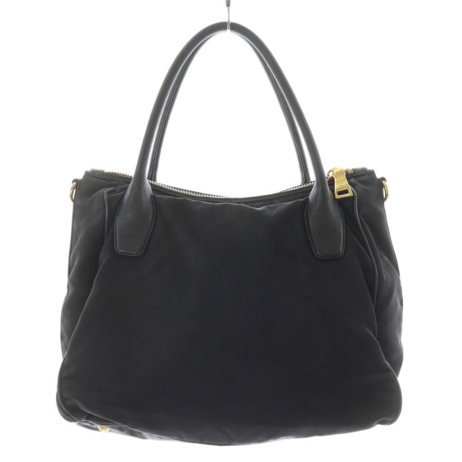 PRADA プラダ トートバッグ ハンドバッグ ナイロン レザー 黒 ブラック 