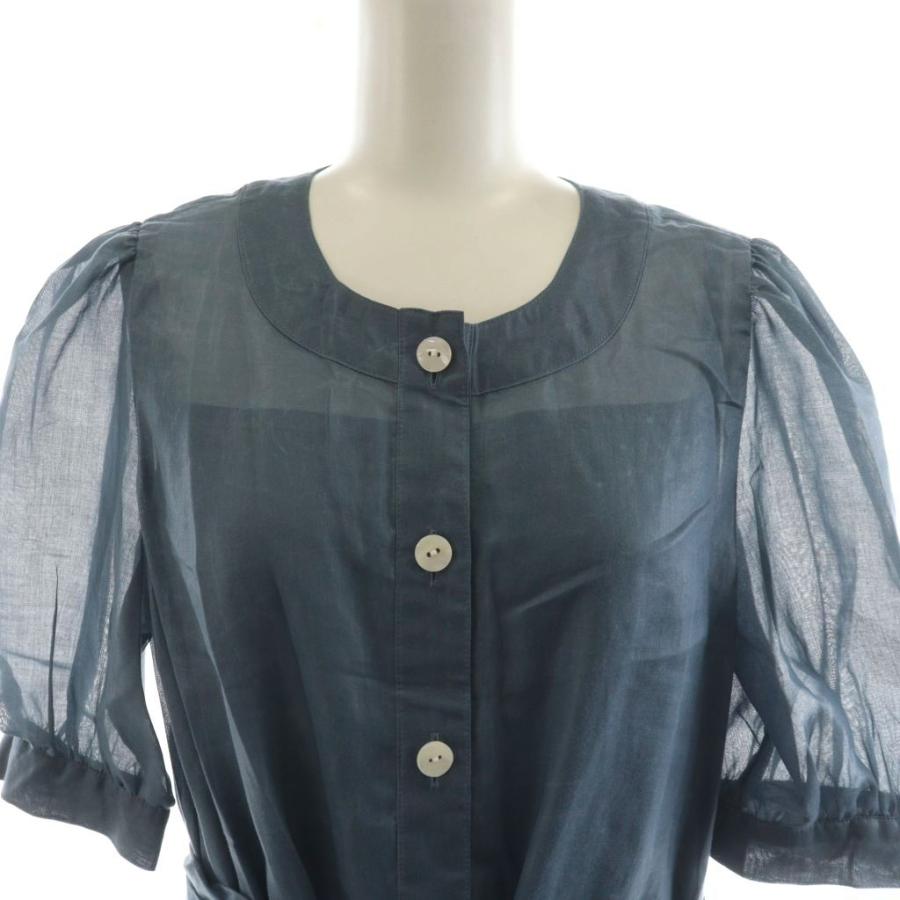 【中古】エムズグレイシー M'S GRACY 24年製 ワンピース ロング丈 半袖 シアー シースルー 38 青 ブルー TD-411355 エムズグレイシー M'S GRACY 24年製 ワンピース ロング丈 半袖 シアー