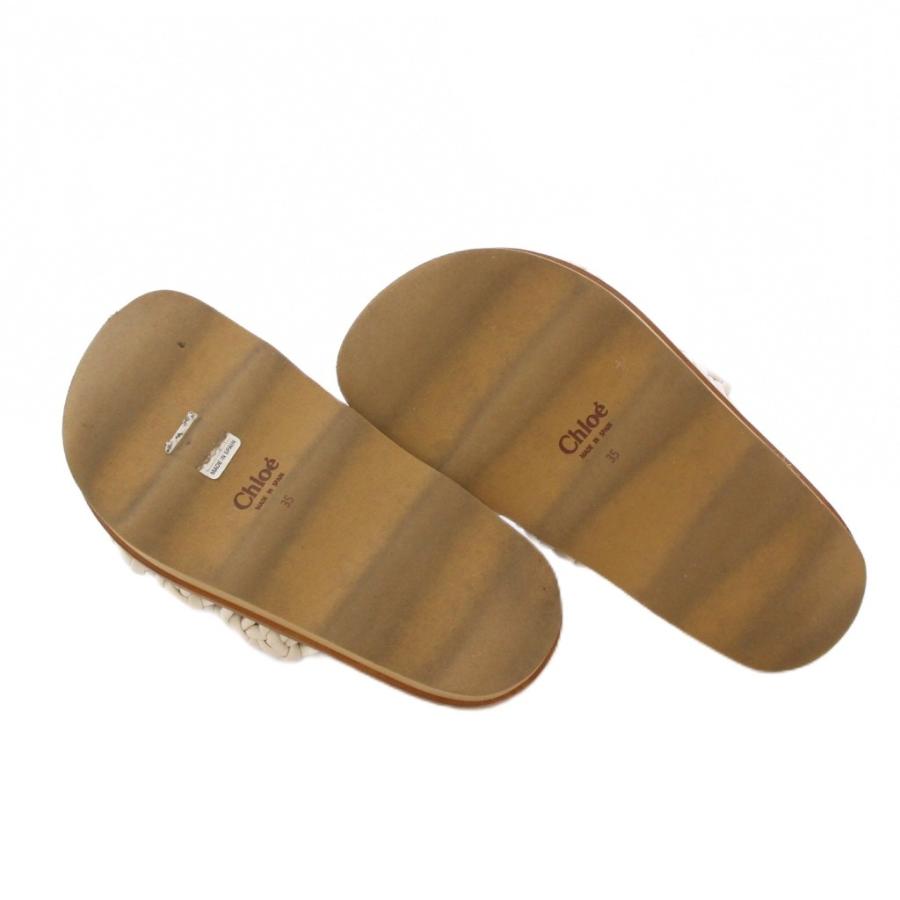 【中古】クロエ CHLOE サンダル 厚底 編み込み レザー 35 アイボリー /BB レディース Chloe（クロエ） サンダル 厚底 編み込み レザー 35 アイボリー /BB