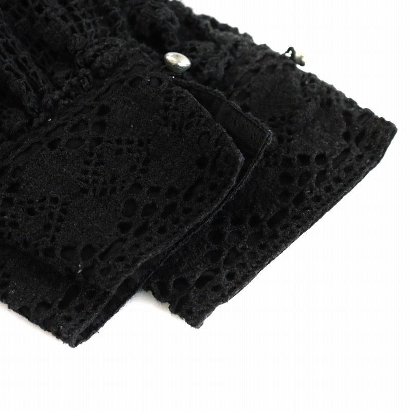 【中古】サラマリカ sara mallika Geometric Lace Joint Top シャツ ブラウス 長袖 レース 切替 黒 020141SS2 サラマリカ sara mallika Geometric Lace Joint Top シャツ ブラウス