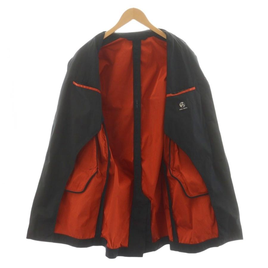 PS Paul Smith ロングコート ブラック オレンジ ピーエスポールスミス PS Paul Smith ステンカラーコート ロング丈 M