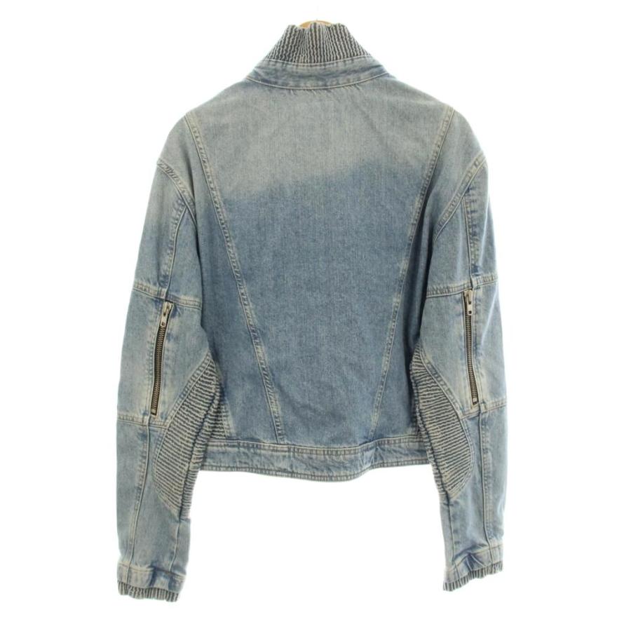 ZARA ザラ デニムジャケット ブルゾン ジップアップ USED加工 L