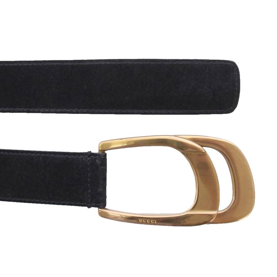 GUCCI 黒スエードベルト インターロッキングG バックル付き ワイドベルト ・ブラック レザー