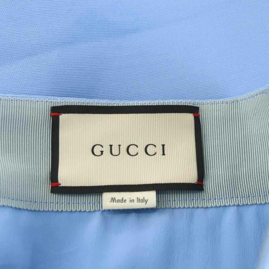 【中古】グッチ GUCCI フレアスカート ひざ丈 フリル シルク 絹 36 水色 ライトブルー 460488 /AN33 レディース GUCCI（グッチ） フレアスカート ひざ丈 フリル シルク 絹 36 水色
