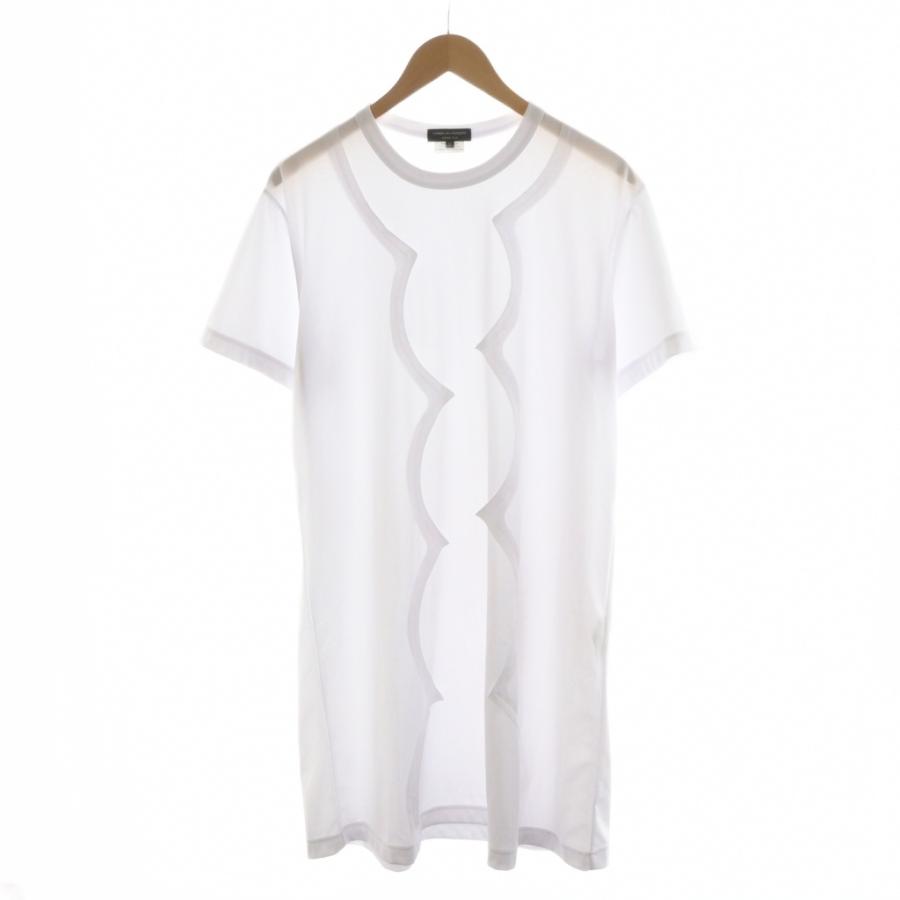 【中古】コムデギャルソンオムプリュス AD2021 Tシャツ カットソー 半袖 ロング丈 M 白 PI-T018 コムデギャルソンオムプリュス AD2021 Tシャツ カットソー 半袖 ロング
