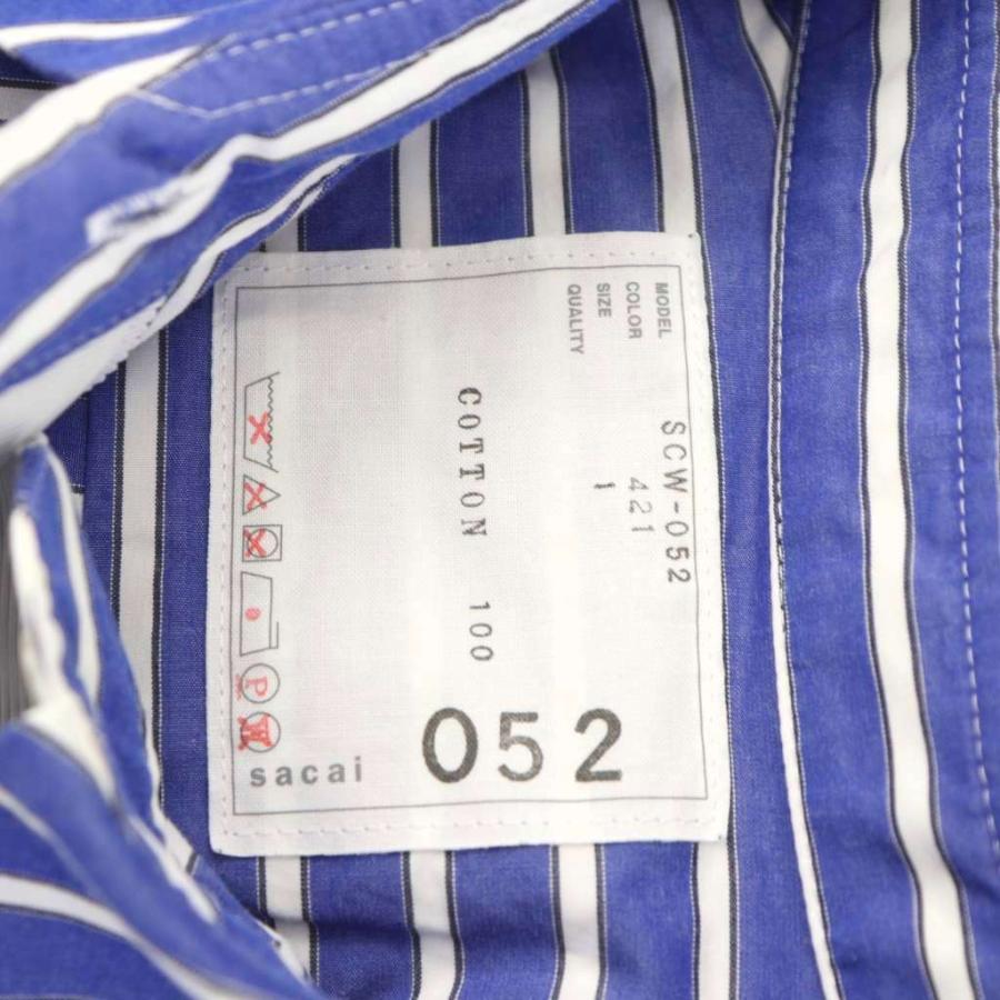 サカイ sacai シャツ ブラウス 半袖 ストライプ柄 コットン 1 青