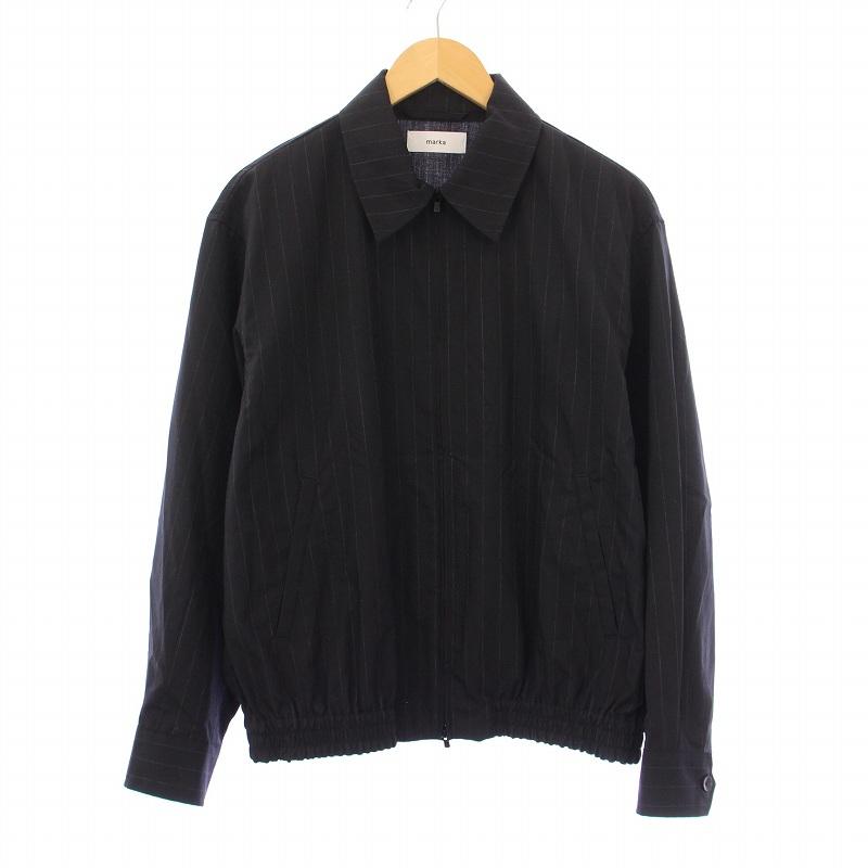 【中古】マーカ ウールトロピカルワッシャースポーツジャケット ステンカラー ショート丈 ストライプ柄 1 黒 マーカ marka ウールトロピカルワッシャースポーツジャケット ステン