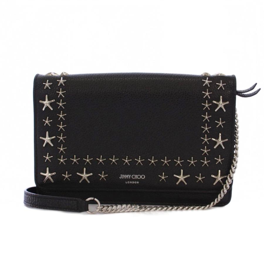 【中古】ジミーチュウ JIMMY CHOO パレス ショルダーバッグ スタースタッズ チェーン レザー 黒 /BM ■OH レディース ジミーチュウ JIMMY CHOO パレス ショルダーバッグ スタースタッズ