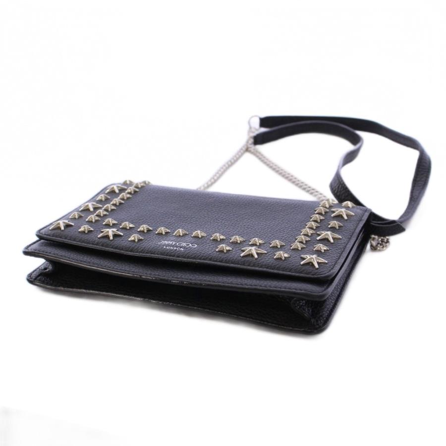 ジミーチュウ パレス ショルダーバッグ スタースタッズ チェーン レザー 黒 ジミーチュウ JIMMY CHOO パレス ショルダーバッグ スタースタッズ