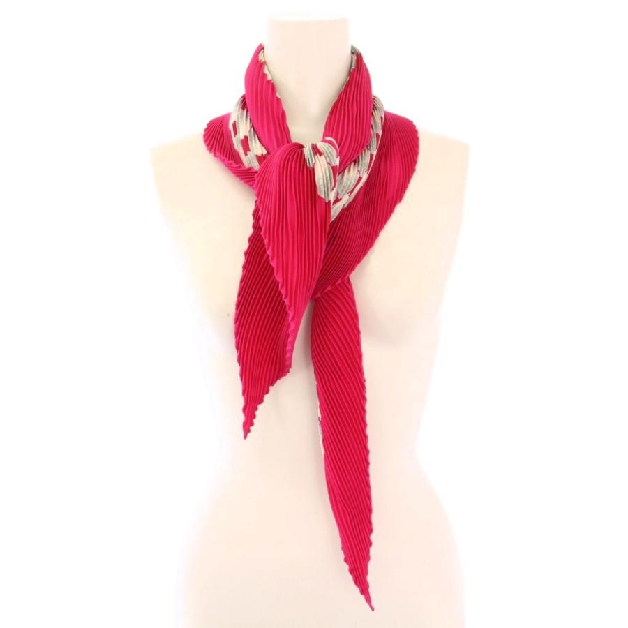 HERMES エルメス スカーフ ストレッチ 総柄 プリーツ加工 ピンク /BB  