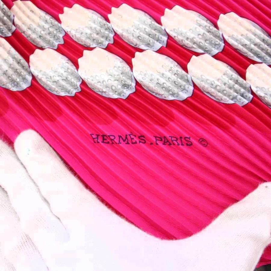 HERMES エルメス スカーフ ストレッチ 総柄 プリーツ加工 ピンク /BB  