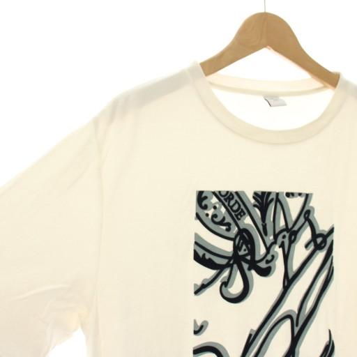 【中古】ベルルッティ 23AW スエードエフェクトフレームスクリットTシャツ 半袖 L 白 紺 R25JRS117 JAEK メンズ ベルルッティ 23AW スエードエフェクトフレームスクリットTシャツ