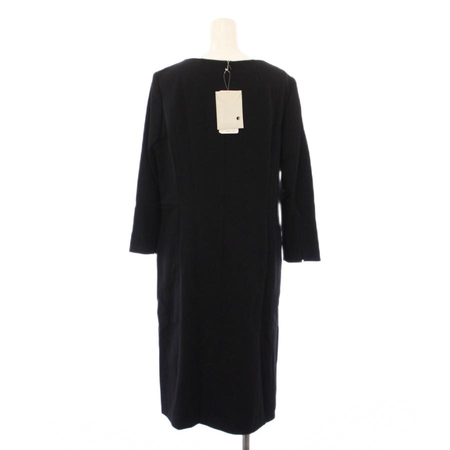 【中古】未使用品 レリアン Leilian ワンピース ひざ丈 長袖 Vネック ストレッチ 無地 ペチコート付き 13 黒 未使用品 レリアン Leilian ワンピース ひざ丈 長袖 Vネック