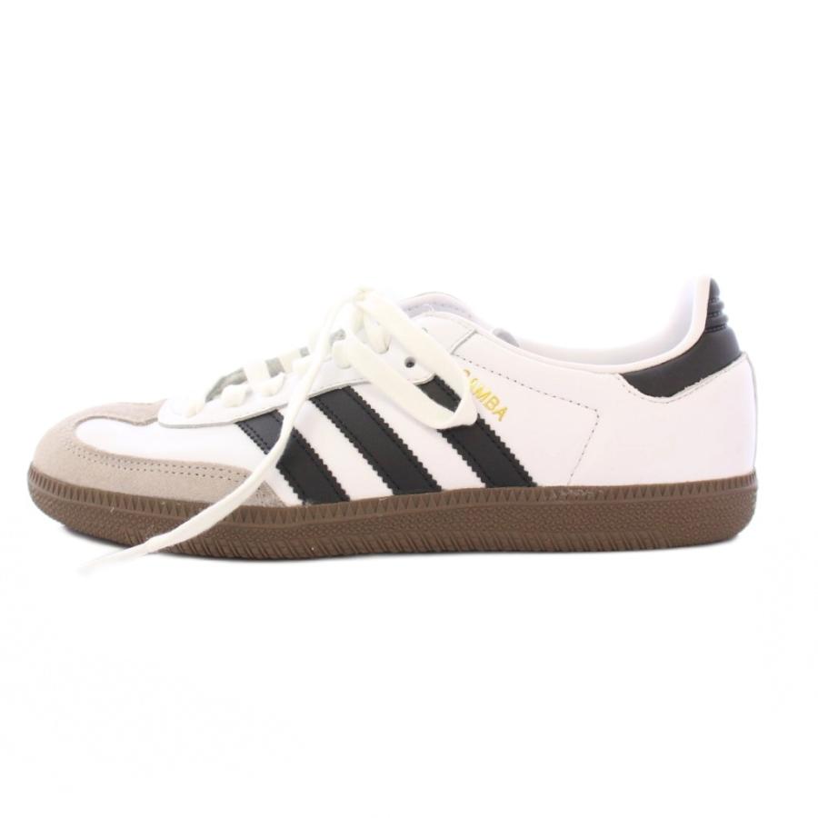 【中古】アディダスオリジナルス サンバOG ローカットスニーカー シューズ レザー スエード 切替 US7 白 黒 グレー adidas Originals アディダスオリジナルス originals Samba OG サンバ