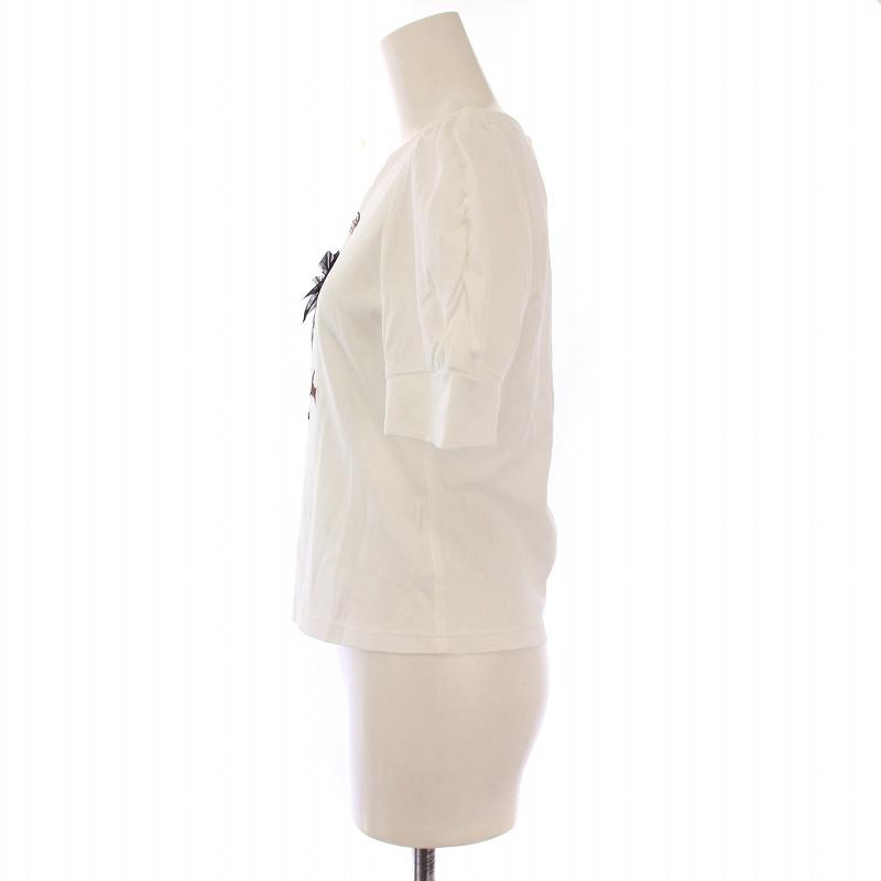 23SS✨未使用級✨エムズグレイシー 半袖 Tシャツ 女の子 リボン 刺繍 ロゴ 極美品 エムズグレイシー 23SS 半袖 Tシャツ 女の子 リボン 刺繍