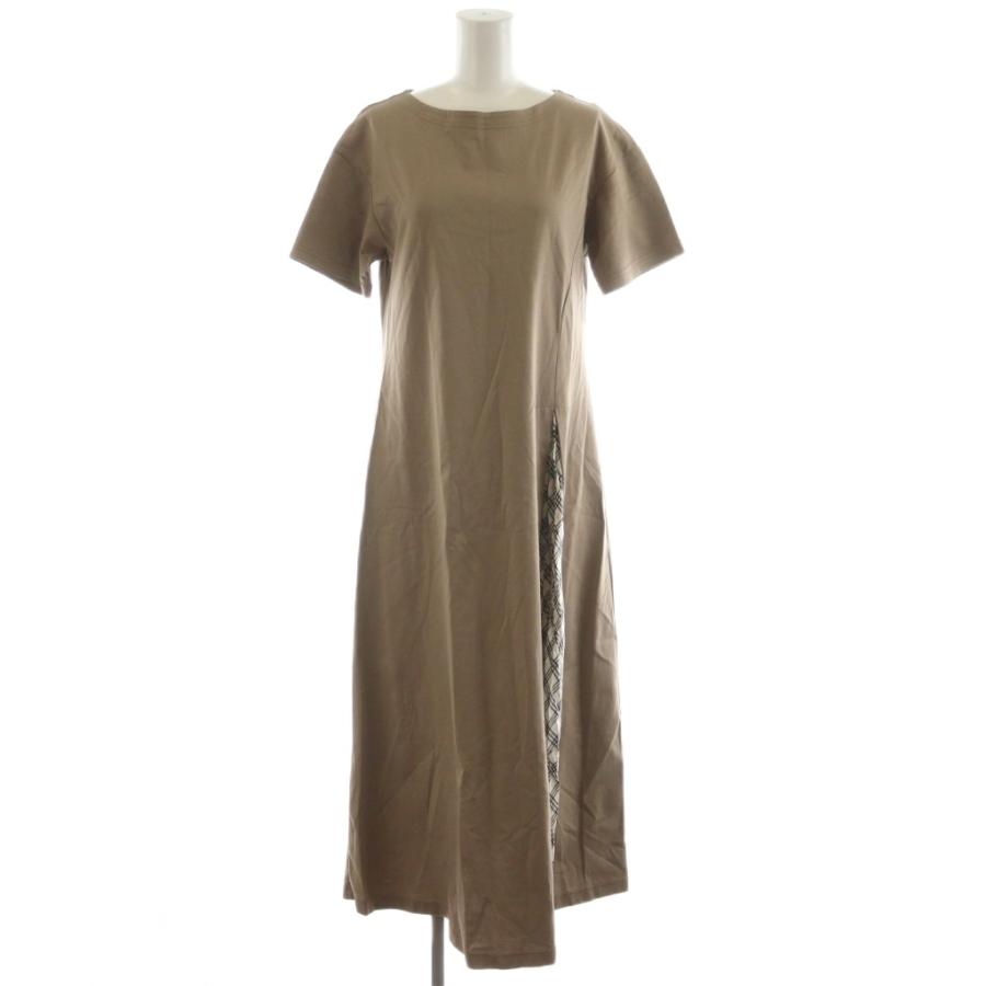 【中古】ブルーレーベルクレストブリッジ BLUE LABEL CRESTBRIDGE ワンピース ロング丈 半袖 チェック柄 36 茶 ブルーレーベルクレストブリッジ BLUE LABEL CRESTBRIDGE ワンピース