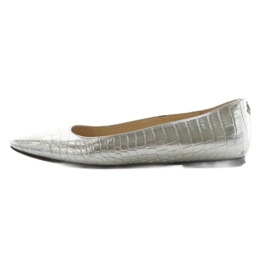 【中古】ジミーチュウ JIMMY CHOO ミレイユ MIRELE FLAT パンプス スクエアトゥ クロコ型押し レザー 35 シルバー色 ジミーチュウ JIMMY CHOO ミレイユ MIRELE FLAT パンプス スクエアトゥ