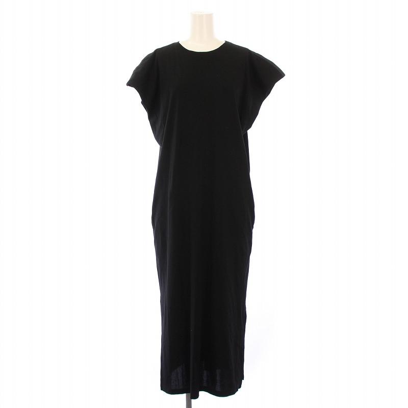 【中古】エポカ EPOCA ワンピース マキシ ロング 半袖 フレンチスリーブ 無地 ストレッチ クルーネック 40 黒 エポカ EPOCA ワンピース マキシ ロング 半袖 フレンチスリーブ 無地