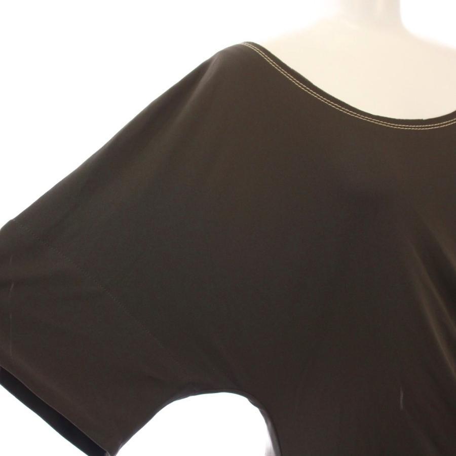 【中古】レオナール LEONARD PARIS ドレープワンピース 半袖 ロング 46 大きいサイズ カーキ /KH レディース LEONARD（レオナール） LEONARD PARIS ドレープワンピース 半袖 ロング