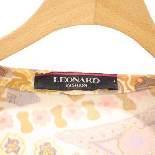 【中古】レオナール LEONARD FASHION テーラードジャケット 2B 総柄 L ベージュ 0121209 /KH レディース LEONARD（レオナール） LEONARD FASHION テーラードジャケット 2B 総柄