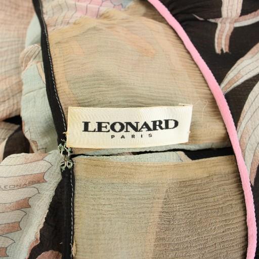 LEONARD（レオナール） ワンピース ロング 半袖 リボンベルト 花柄 絹