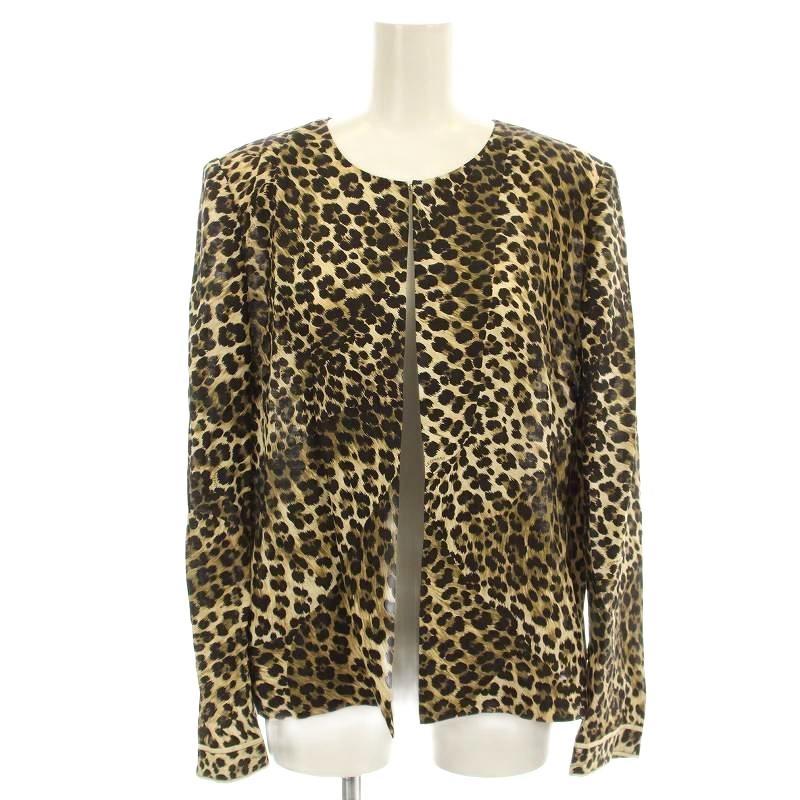 LEONARD レオナール●LL●カンカン素材 ジャケット レオパード 日本製 LEONARD（レオナール） LEONARD FASHION ノーカラージャケット 0371400