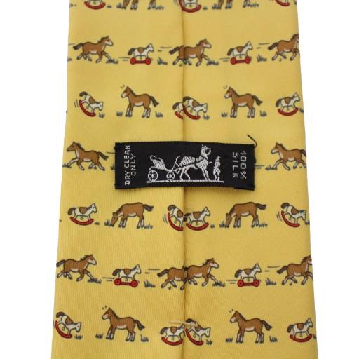 美品 HERMES エルメス 折り紙 馬 アニマル柄 ネクタイ イエロー 黄 HERMES（エルメス） ネクタイ 馬柄 シルク フランス製 黄 7894 MA /BM