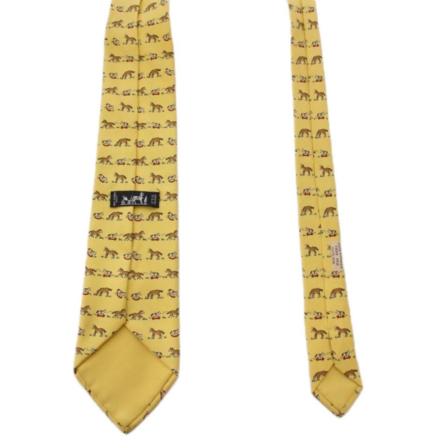 HERMES（エルメス） ネクタイ 馬柄 シルク フランス製 黄 7894 MA /BM