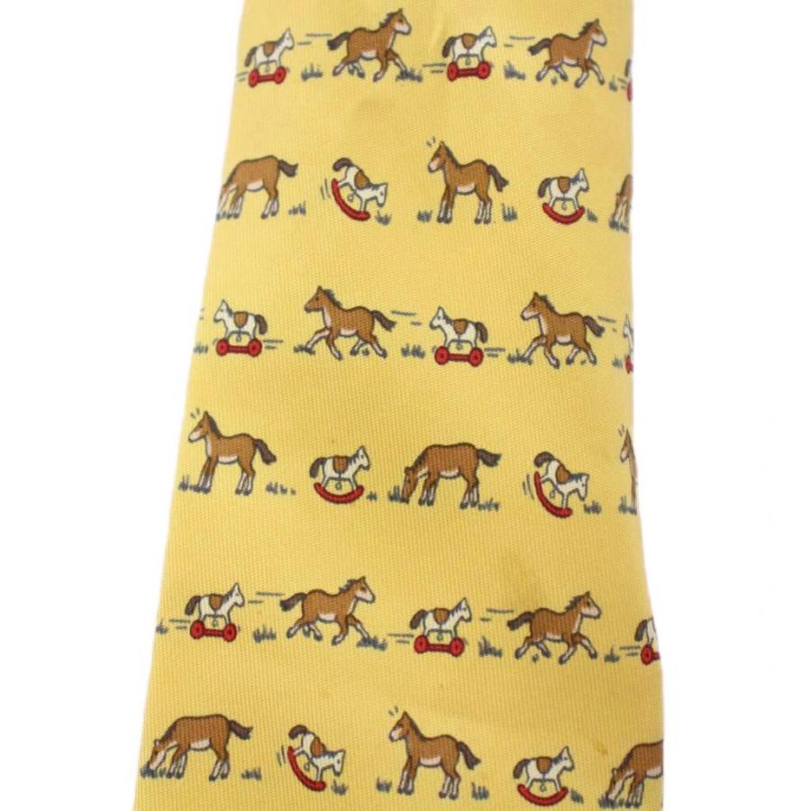 マーキーズ　エルメス HERMES H柄　馬柄　シルクタイ HERMES（エルメス） ネクタイ 馬柄 シルク フランス製 黄 7894 MA /BM