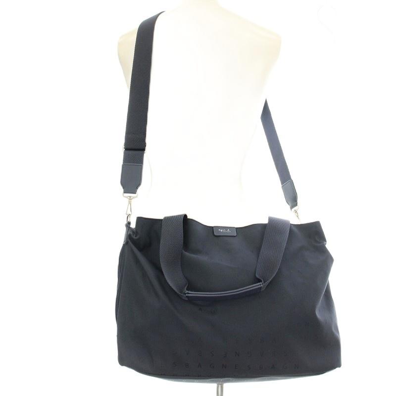 【極美品】agnes b アニエスベー 高密度ナイロン×レザー ボストンバッグ agnes b. アニエスベー ロゴ ボストンバッグ ナイロン素材
