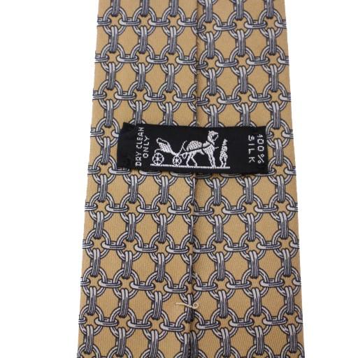 エルメス HERMES ネクタイ 総柄 シルク フランス製 ベージュ 59