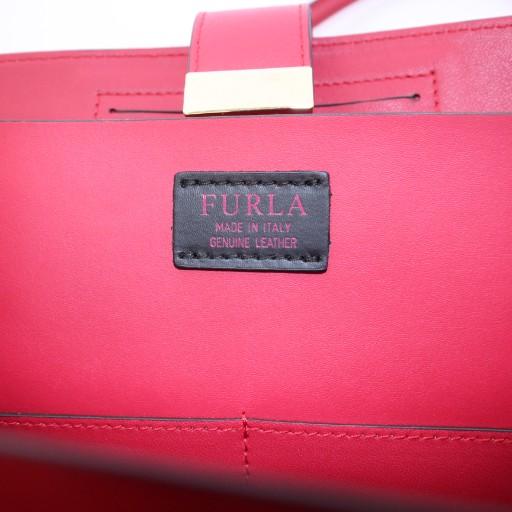 FURLA フルラ トートバッグ ハンドバッグ レザー ロゴ プッシュロック