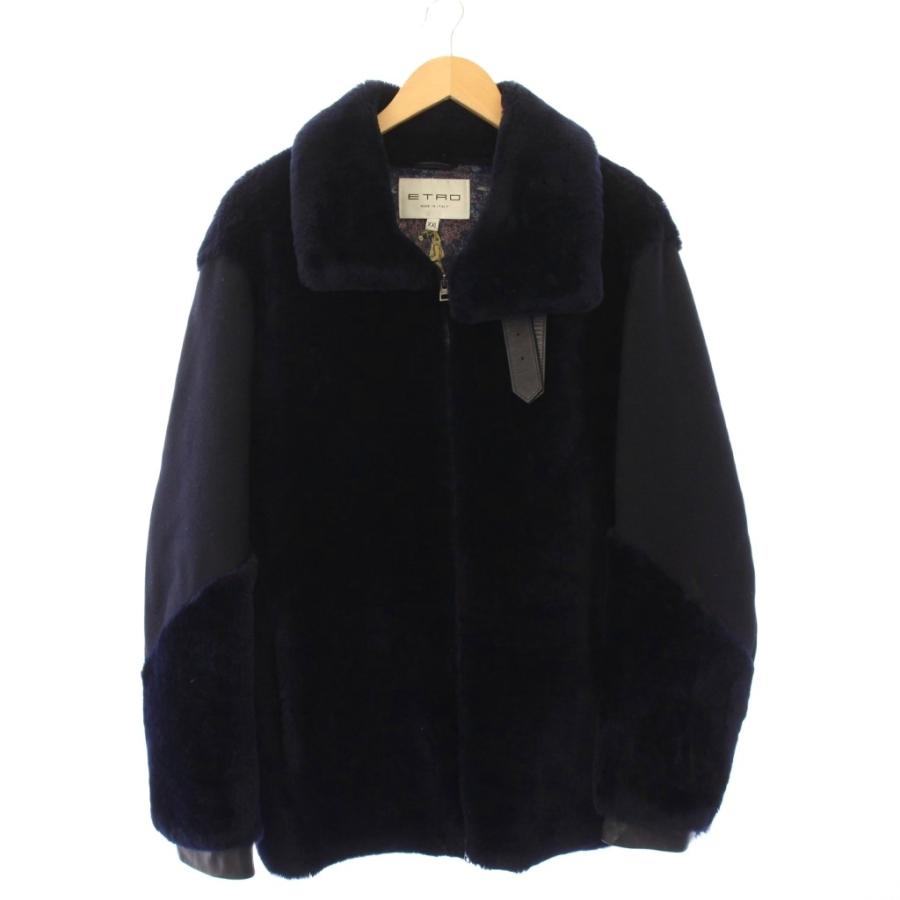 【中古】エトロ ETRO GIUBBOTTO MONTONE BI ムートン切替ジャケット アウター XXL 黒 紺 172-1L525-9981 /KH メンズ ETRO（エトロ） ETRO GIUBBOTTO MONTONE BI ムートン切替ジャケット