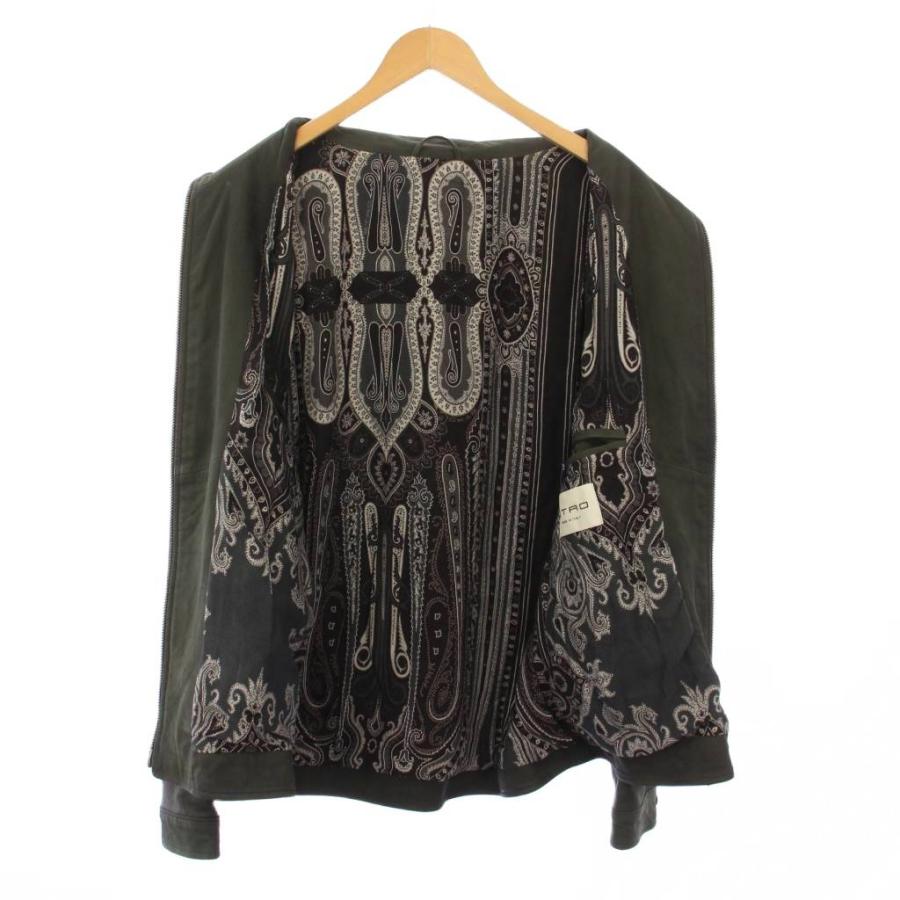 【中古】エトロ ETRO シングルライダースジャケット 革ジャン アウター ラムレザー XXL グリーン 202-1L053-9475 ETRO（エトロ） シングルライダースジャケット 革ジャン アウター