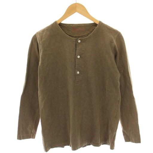 ボンクラ BONCOURA ヘンリーネックTシャツ カットソー 長袖 36 茶