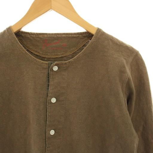 ボンクラ BONCOURA ヘンリーネックTシャツ カットソー 長袖 36 茶
