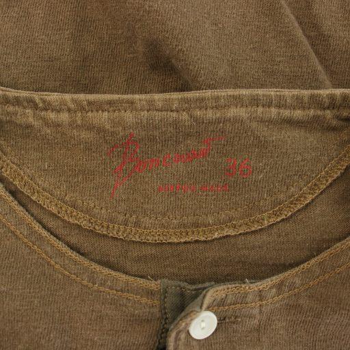 ボンクラ BONCOURA ヘンリーネックTシャツ カットソー 長袖 36 茶