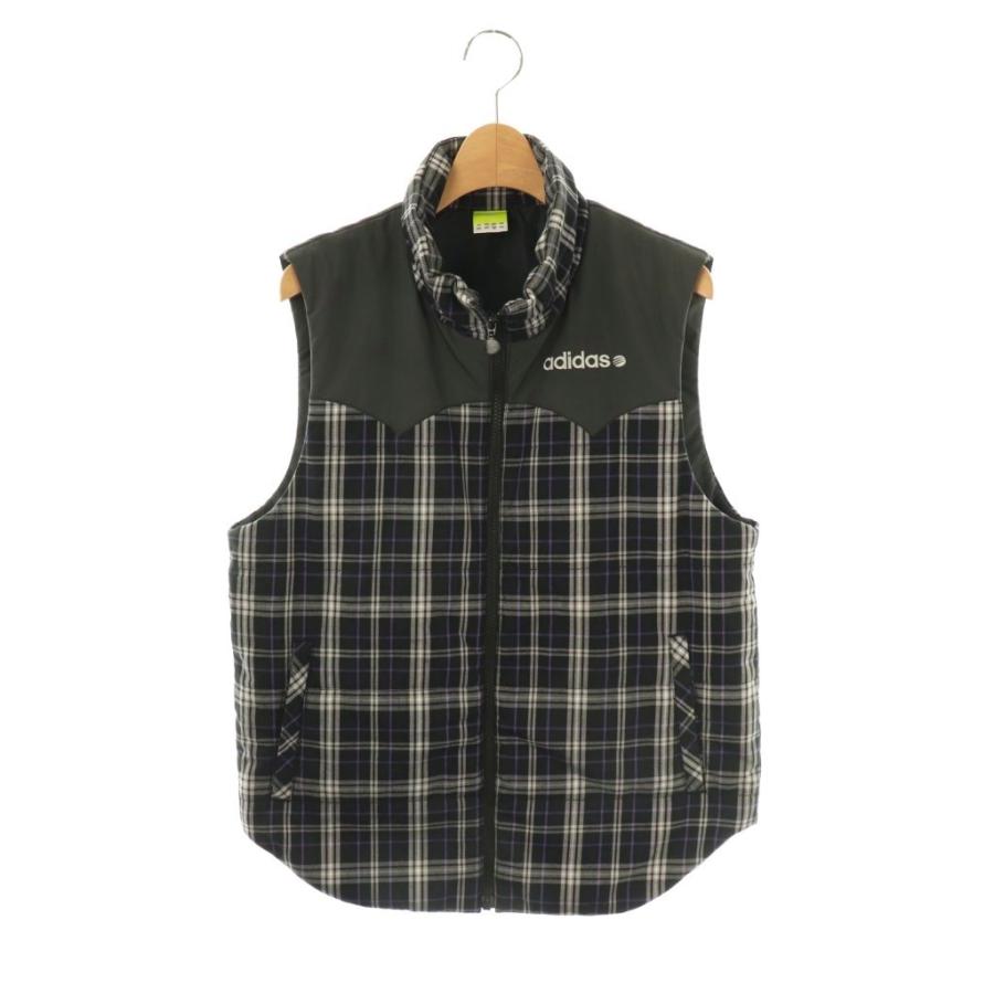 アディダスネオ adidas neo ベスト 中綿 切替 チェック M ブラック