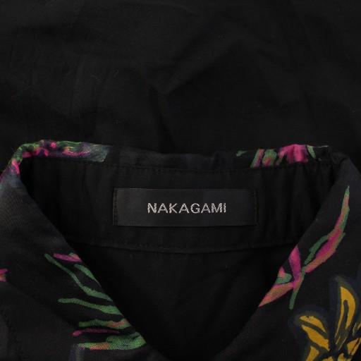 ナカガミ NAKAGAMI シャツワンピース 長袖 ロング 総柄 切替 F