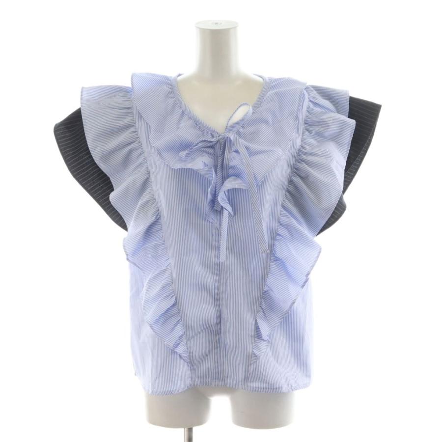 未使用品 オルグ ORGUE Stripe frill collar blouse シャツ ブラウス 
