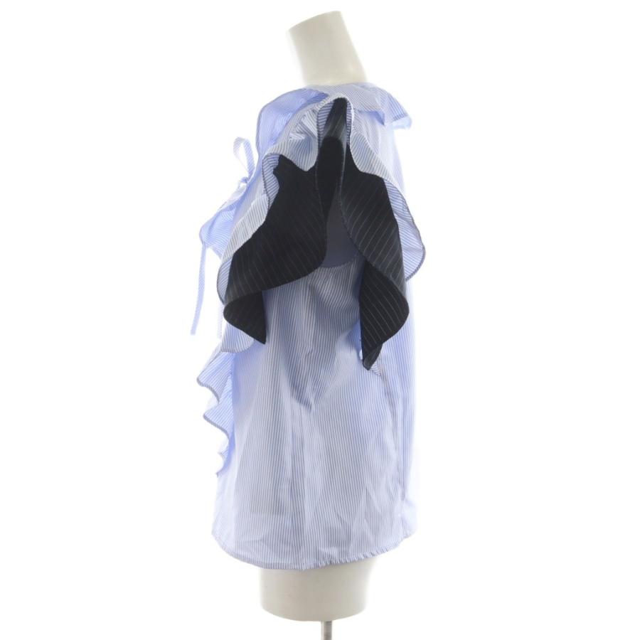 未使用品 オルグ ORGUE Stripe frill collar blouse シャツ ブラウス