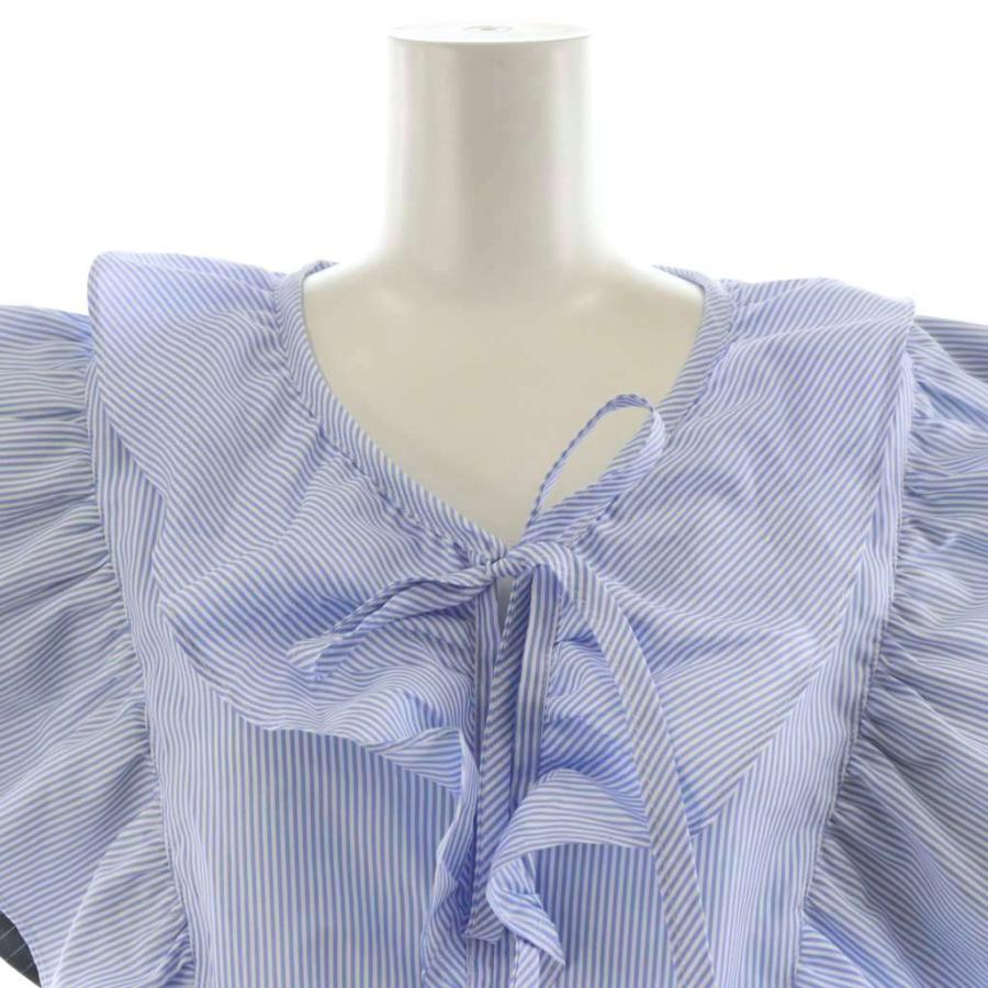 未使用品 オルグ ORGUE Stripe frill collar blouse シャツ ブラウス 