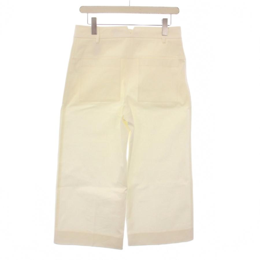 【中古】エルメス HERMES ワイドパンツ スラックス クロップド丈 ジップフライ ストレッチ 38 白 ホワイト HERMES（エルメス） ワイドパンツ スラックス クロップド丈 ジップ