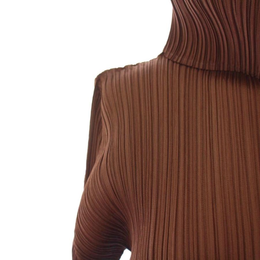 プリーツプリーズ　ベージュ　タートルネック長袖トップス プリーツプリーズ PLEATS PLEASE イッセイミヤケ カットソー