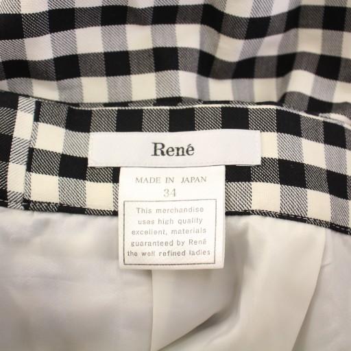 Rene ルネ フレアスカート ミモレ ロング ギンガムチェック柄 34 黒  